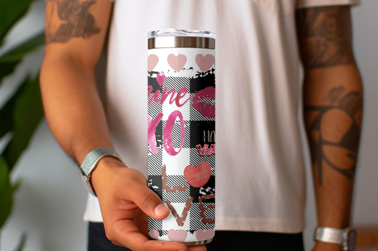 Bold Valentine Donut & Lips Tumbler – 20oz Skinny  Tumbler