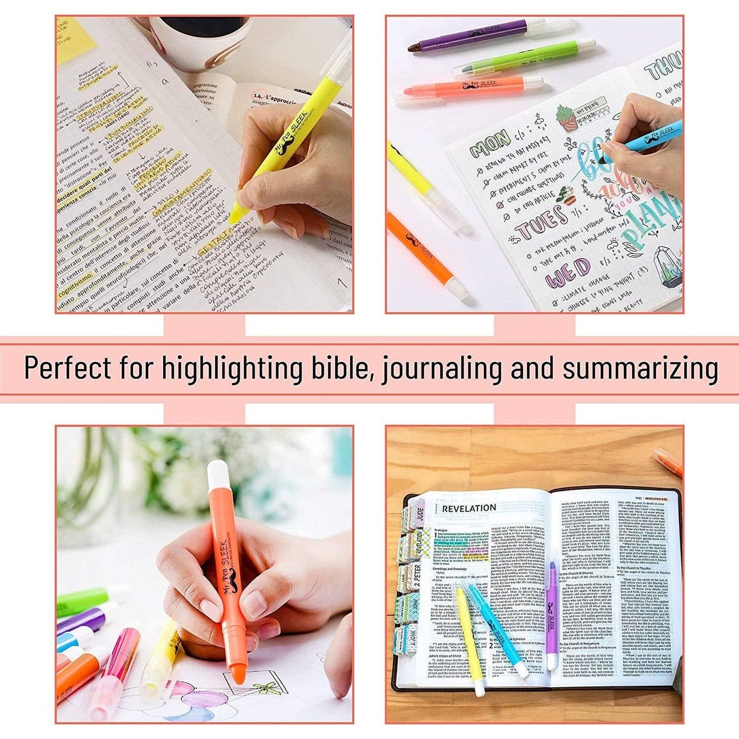 Bible Gel Highlighters No Bleed 8 Pack Twist-Up