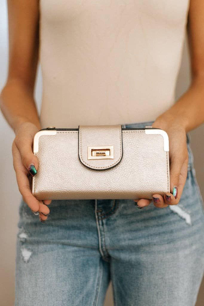 AD041 Turn Lock Crossbody Wallet