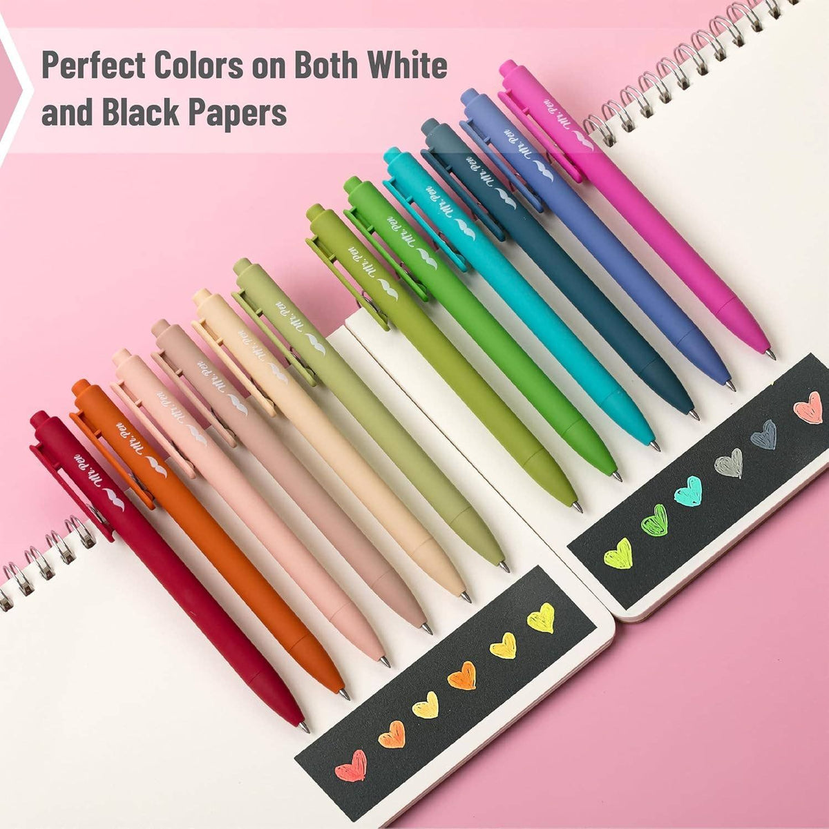 Cute 12-Pack Retractable Gel Pens with Colored Ink