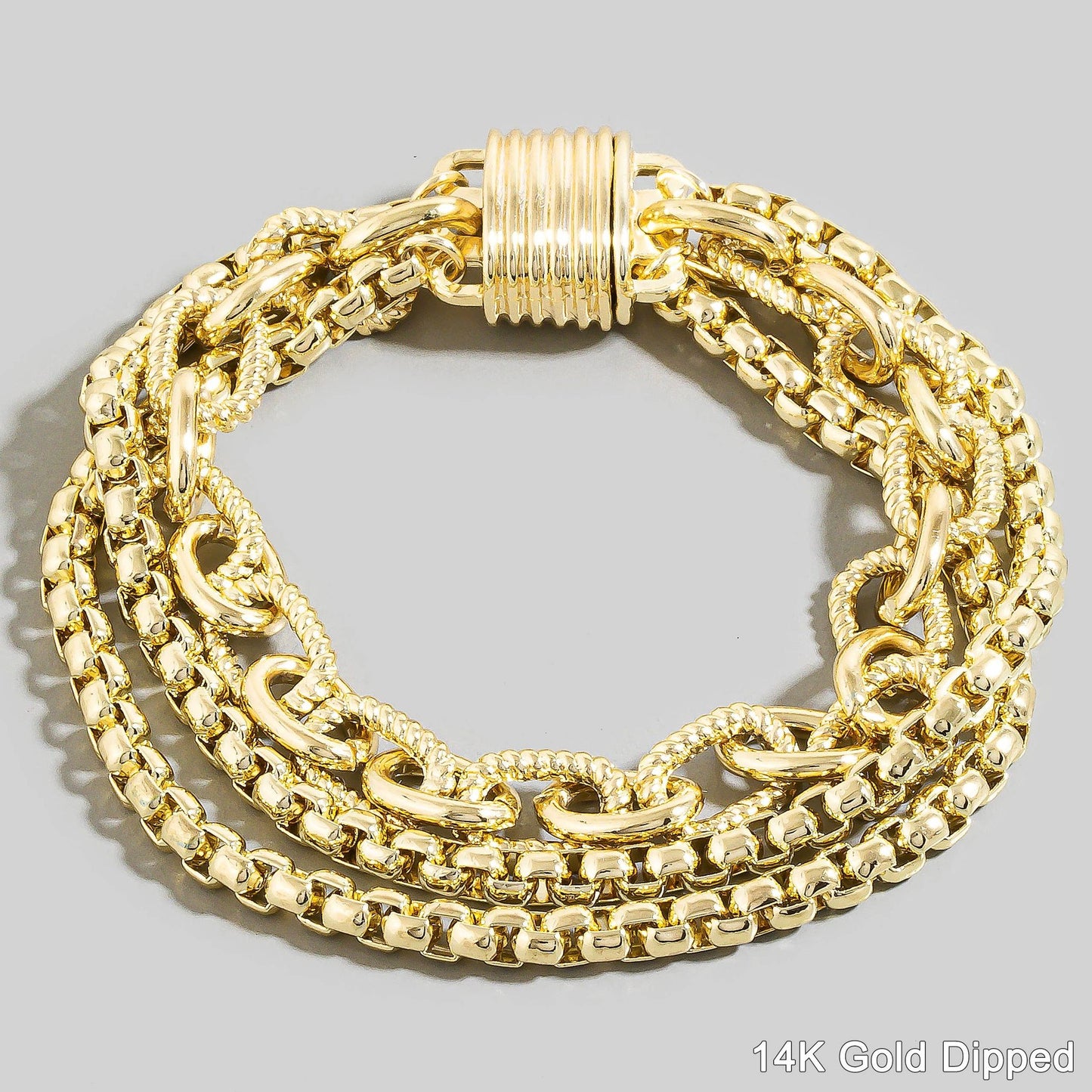 Assorted Chains Magnetic Lock Gold Plated Bracelet