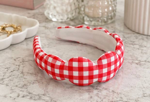 Red Gingham “Get Ready With Me” Skincare Headband