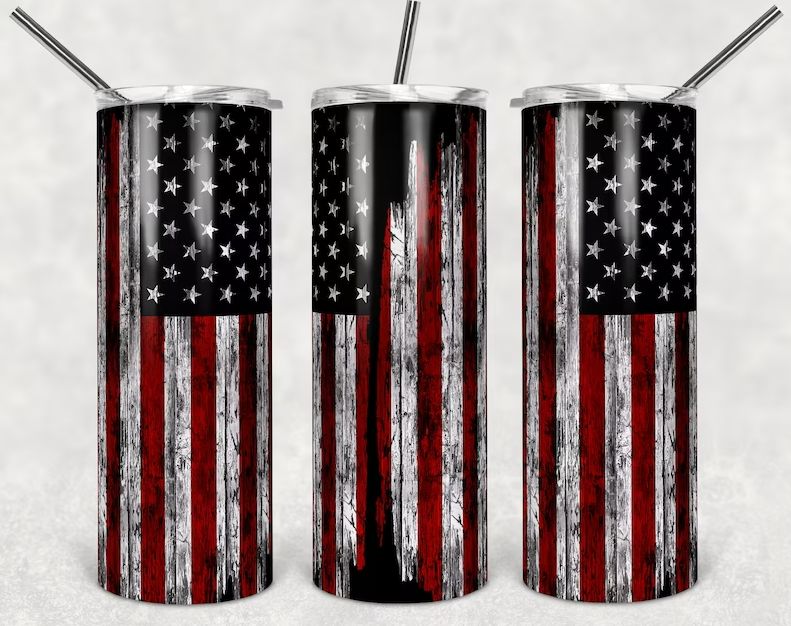 Vintage American Flag Skinny Tumbler 20oz