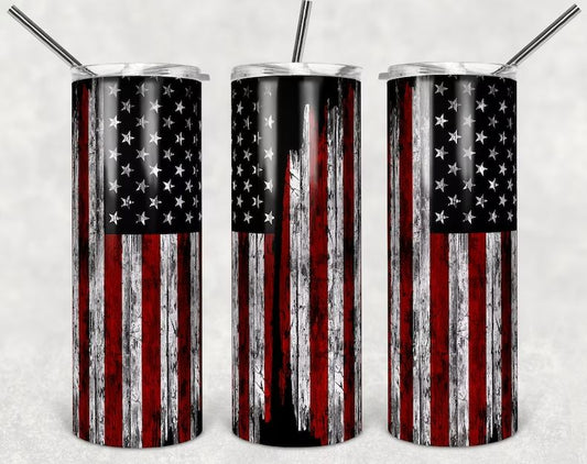 Vintage American Flag Skinny Tumbler 20oz