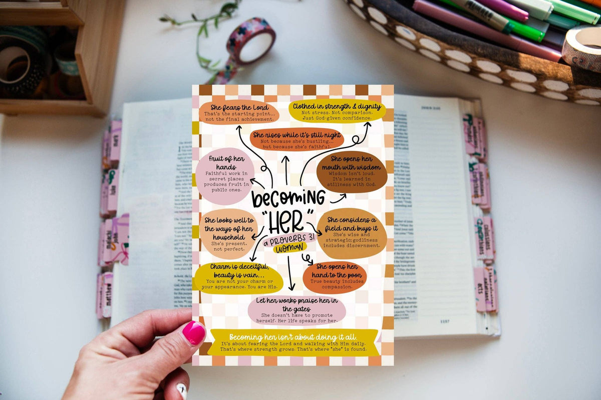 Bible Journaling Tip-in Sheet: Becoming Her (Proverbs 31)