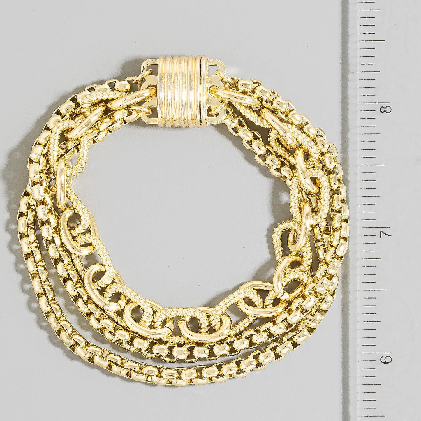 Assorted Chains Magnetic Lock Gold Plated Bracelet