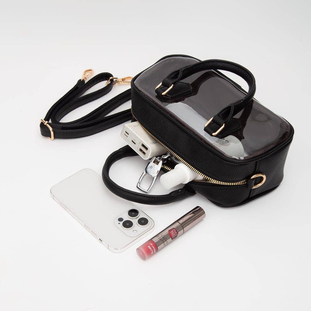 TG10774 Clear Plastic East-West Top Handle/Crossbody Bag