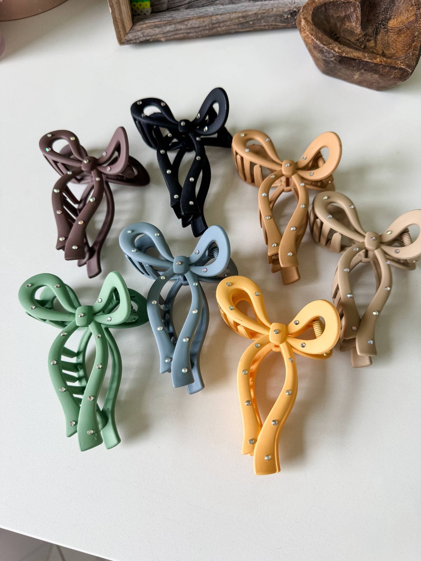 Coquette Bow Rhinestone Banana Hair Clip Claw