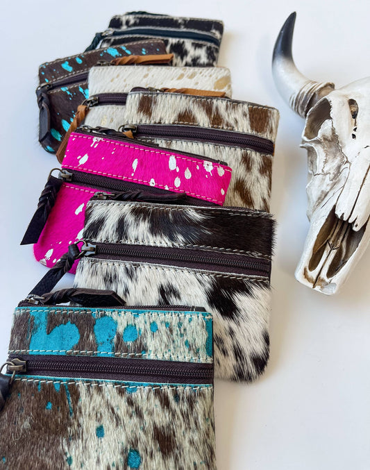 Western Cowhide Coin Money Pouch