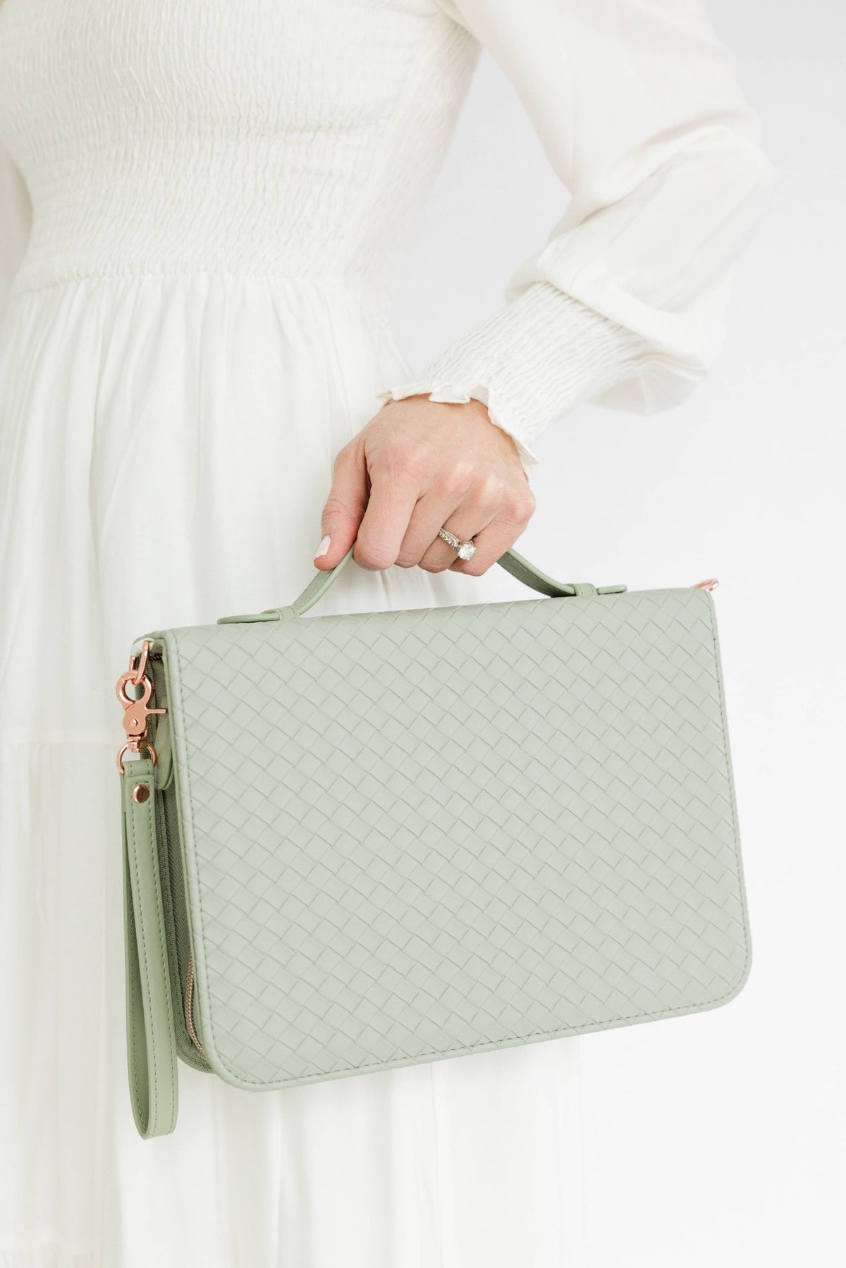 Bible Cover, Weave Bible Case, Crossbody SAGE