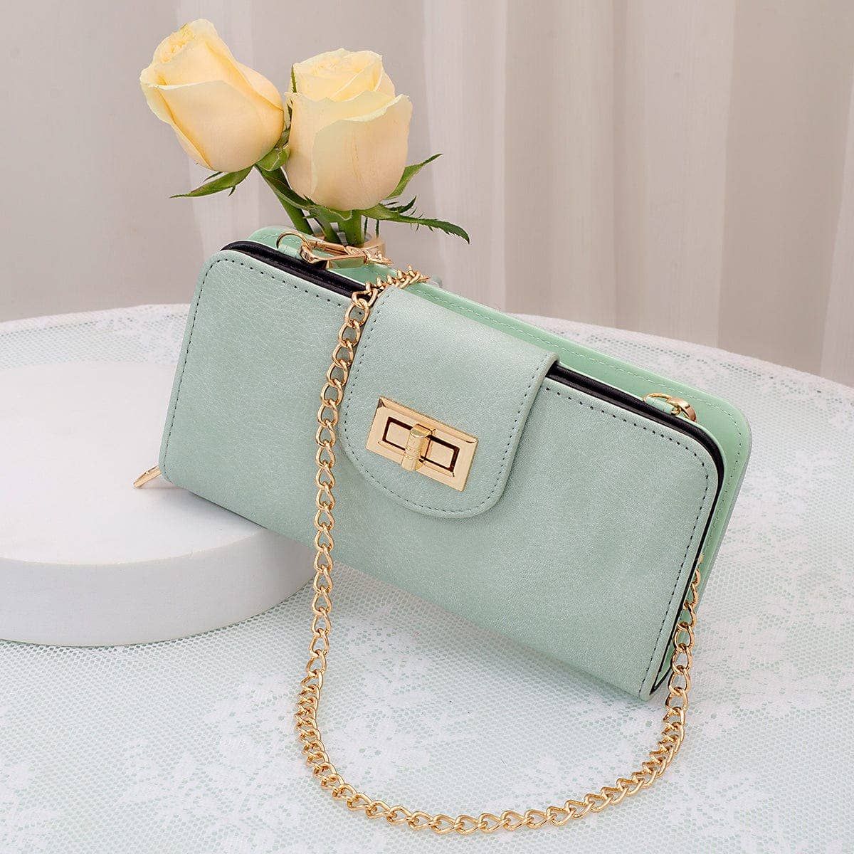 AD041 Turn Lock Crossbody Wallet