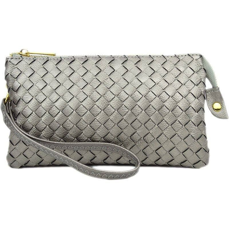 7050 Kathy Woven Three Compartment Clutch/Crossbody Bag
