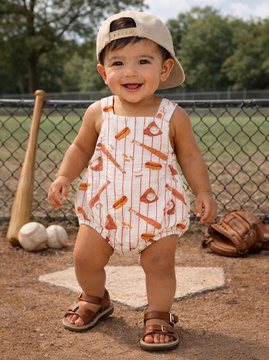 Muslin Retro Sunsuit, Baseball Game