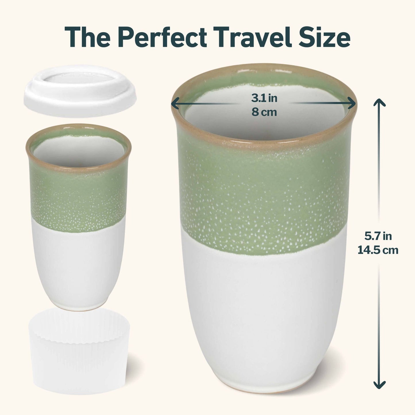 Sage Green Ceramic Travel Mug – 16oz Reusable Cup