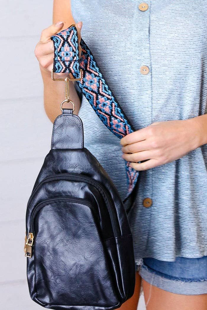 Zara Zipper Crossbody Bag with Boho Strap