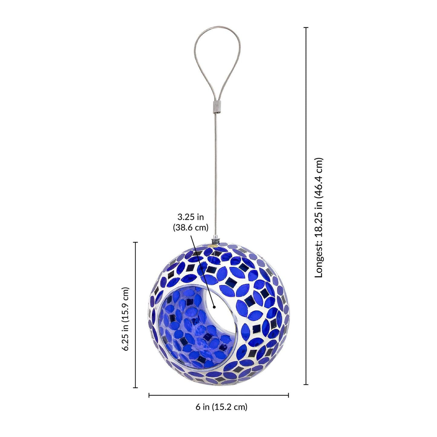 Lavender Mosaic Glass Fly-Through Hanging Bird Feeder
