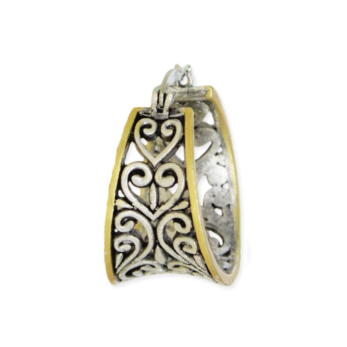 Gold Silver Filigree Hoop Earrings