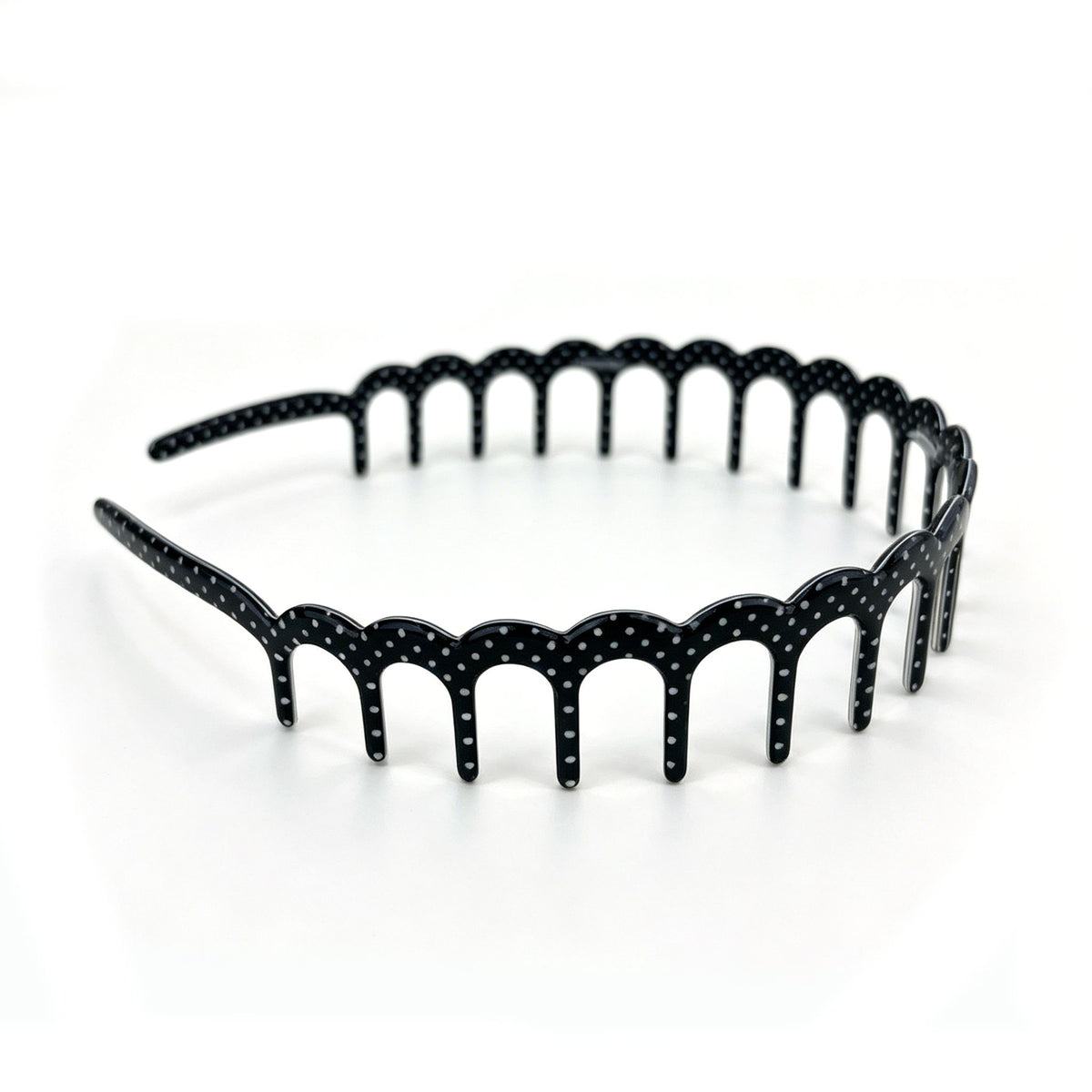 Black Polka Dot Zig-Zag Headband