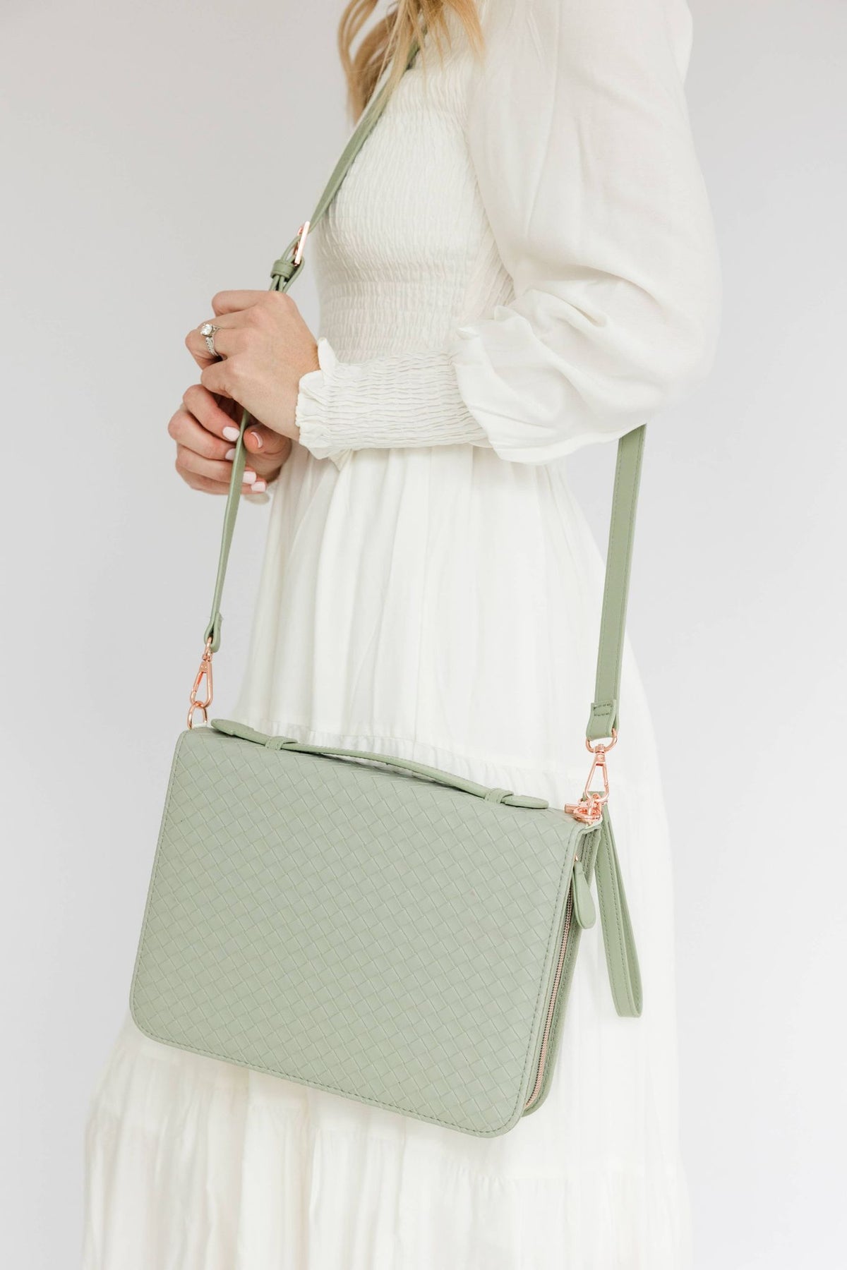 Bible Cover, Weave Bible Case, Crossbody SAGE