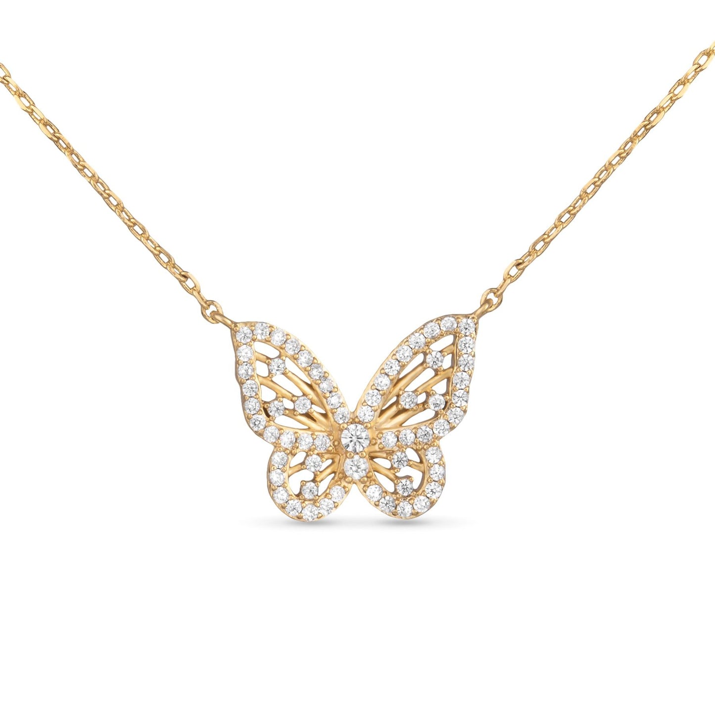 Delicate CZ Butterfly Necklace - Gold