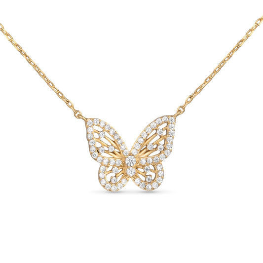 Delicate CZ Butterfly Necklace - Gold