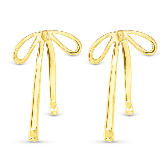 Gold Long Bow Earrings