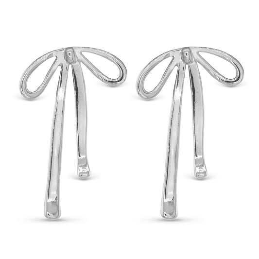 Silver Long Bow Earrings