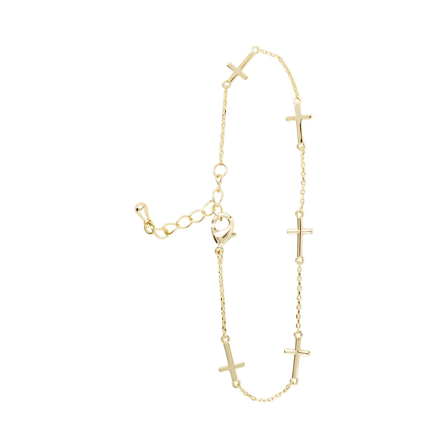 Gold Station Cross Bracelet
