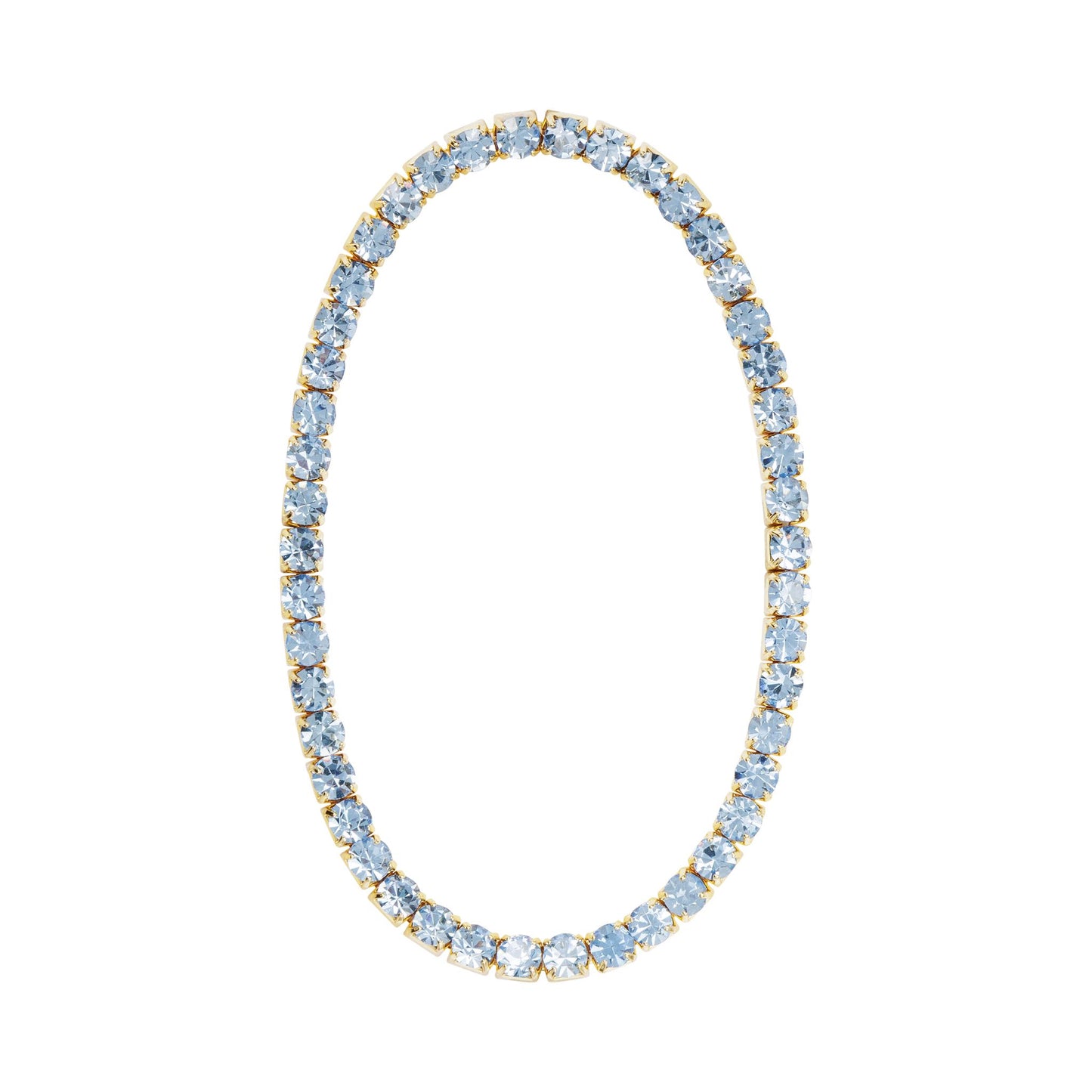 Gold CZ Light Blue Stretch Tennis Bracelet