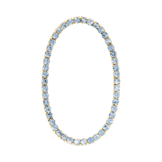 Gold CZ Light Blue Stretch Tennis Bracelet
