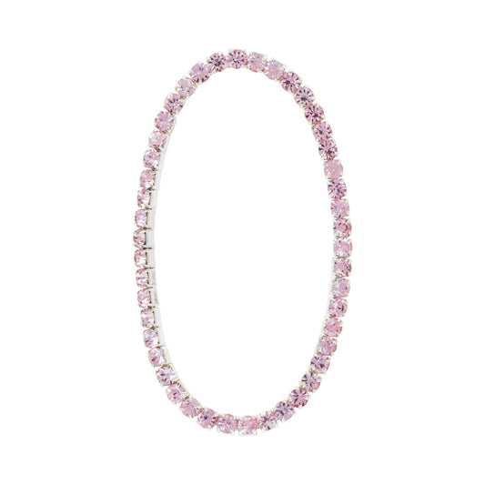 Silver CZ Light Pink Stretch Tennis Bracelet
