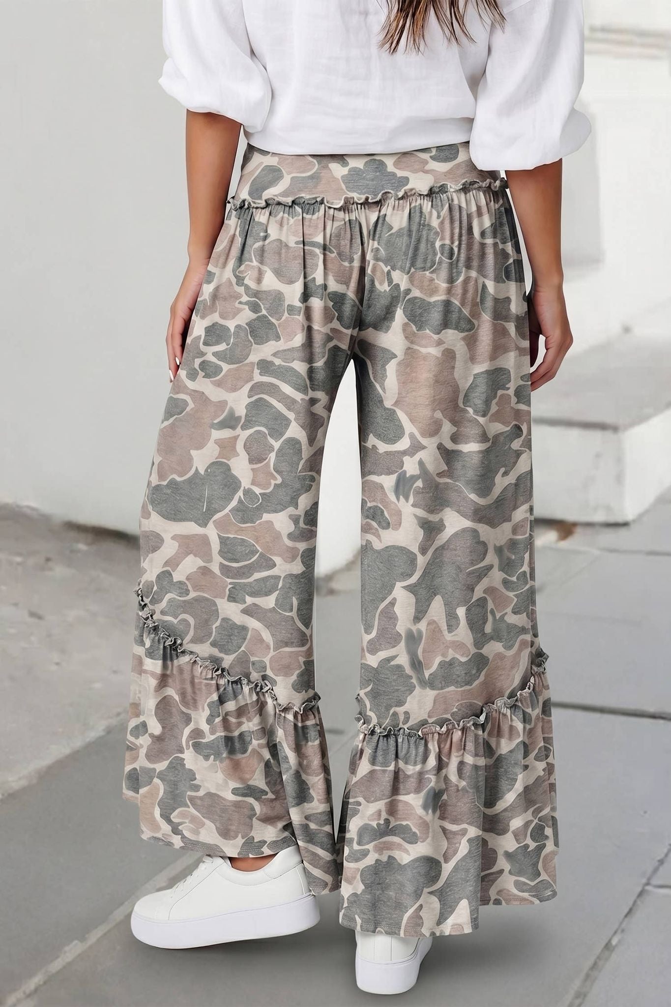 Camo Print Wide Leg Casual Pants | S-XL