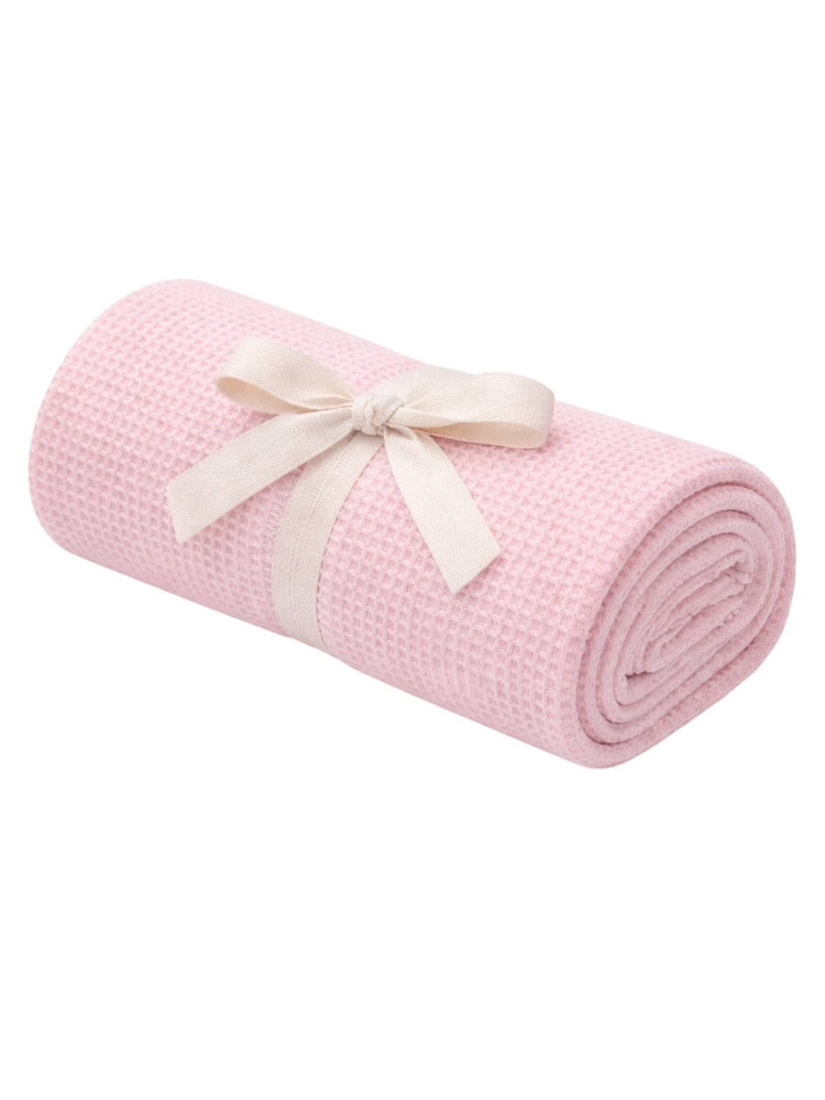 Organic Cotton Waffle Swaddle Blanket, Blush