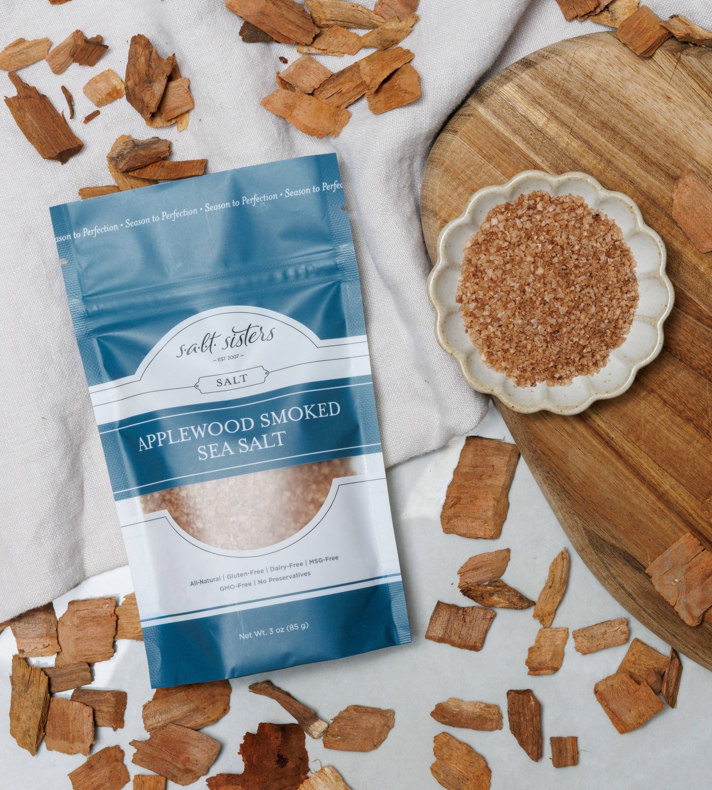 All-Natural Sea Salt - Applewood Smoked - 3 oz Bag