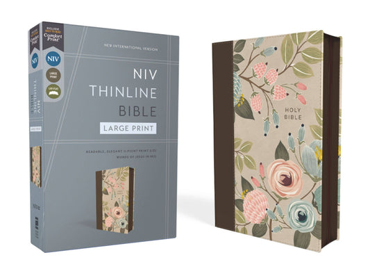 NIV Thinline Bible Large Print Leathersoft Floral, Zippered