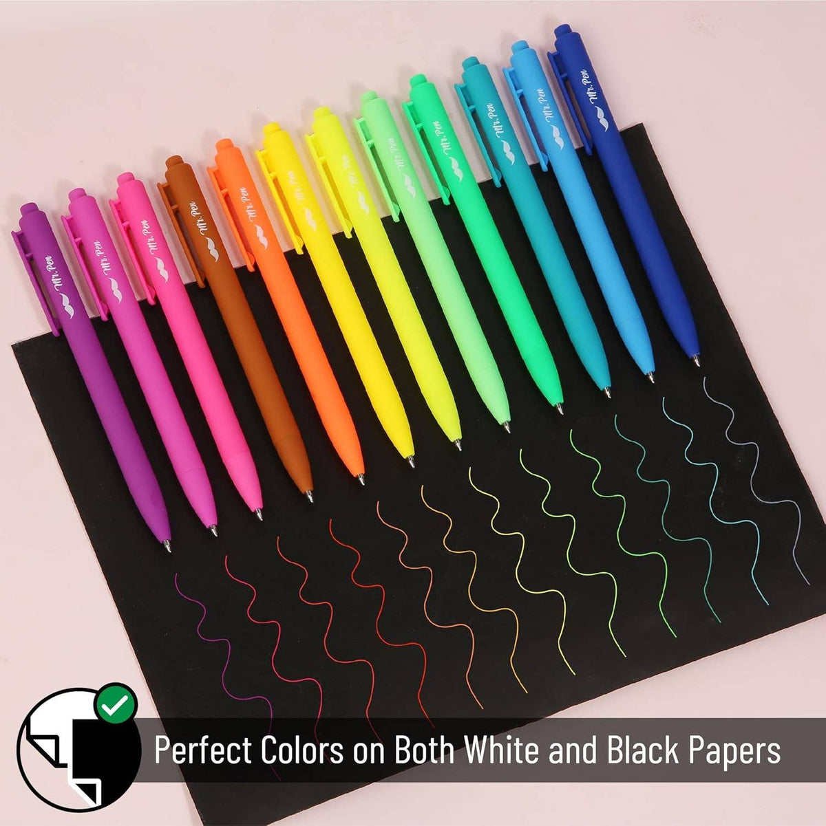 Cute 12-Pack Retractable Gel Pens with Colored Ink