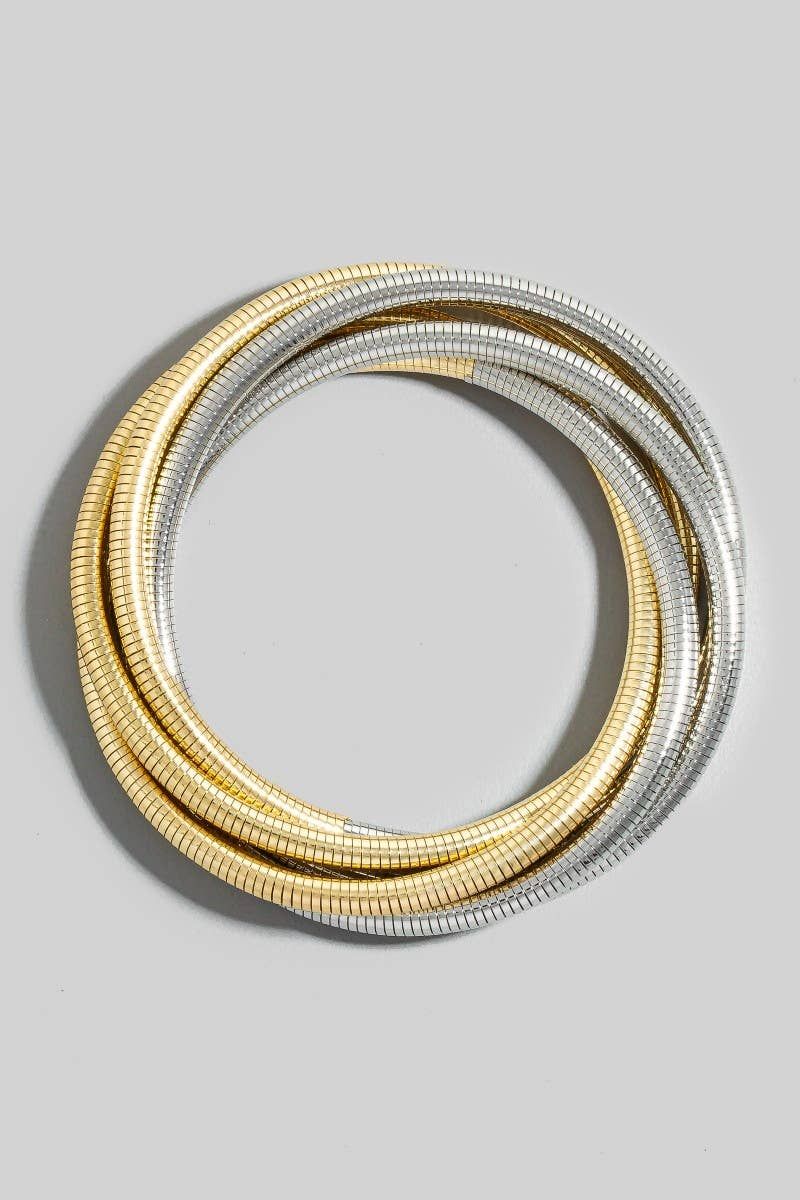 Knotted Elastic Metallic Coil Bracelet Set