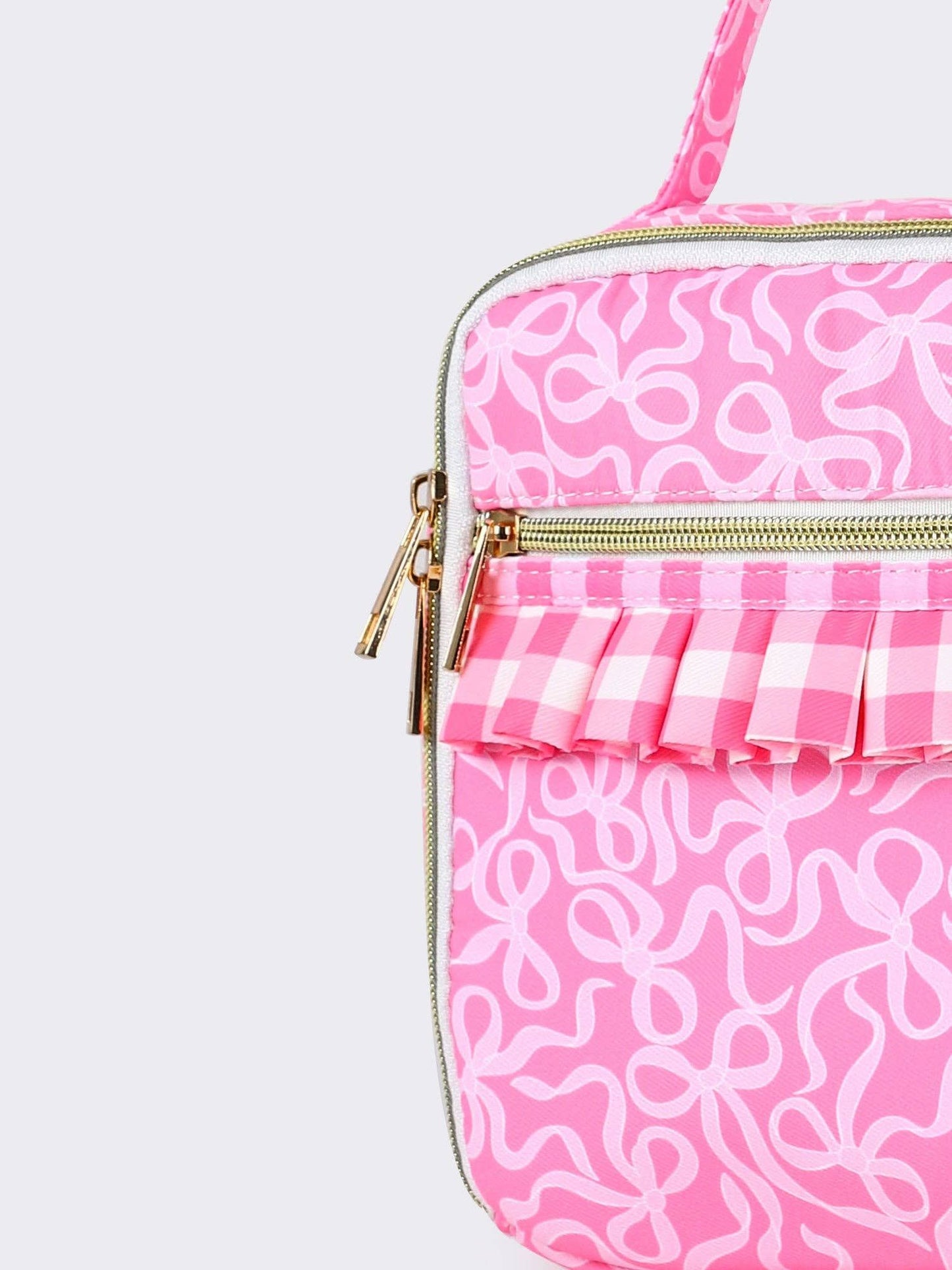 Gingham Ruffle Bow Printed Girls Lunch Box Bag