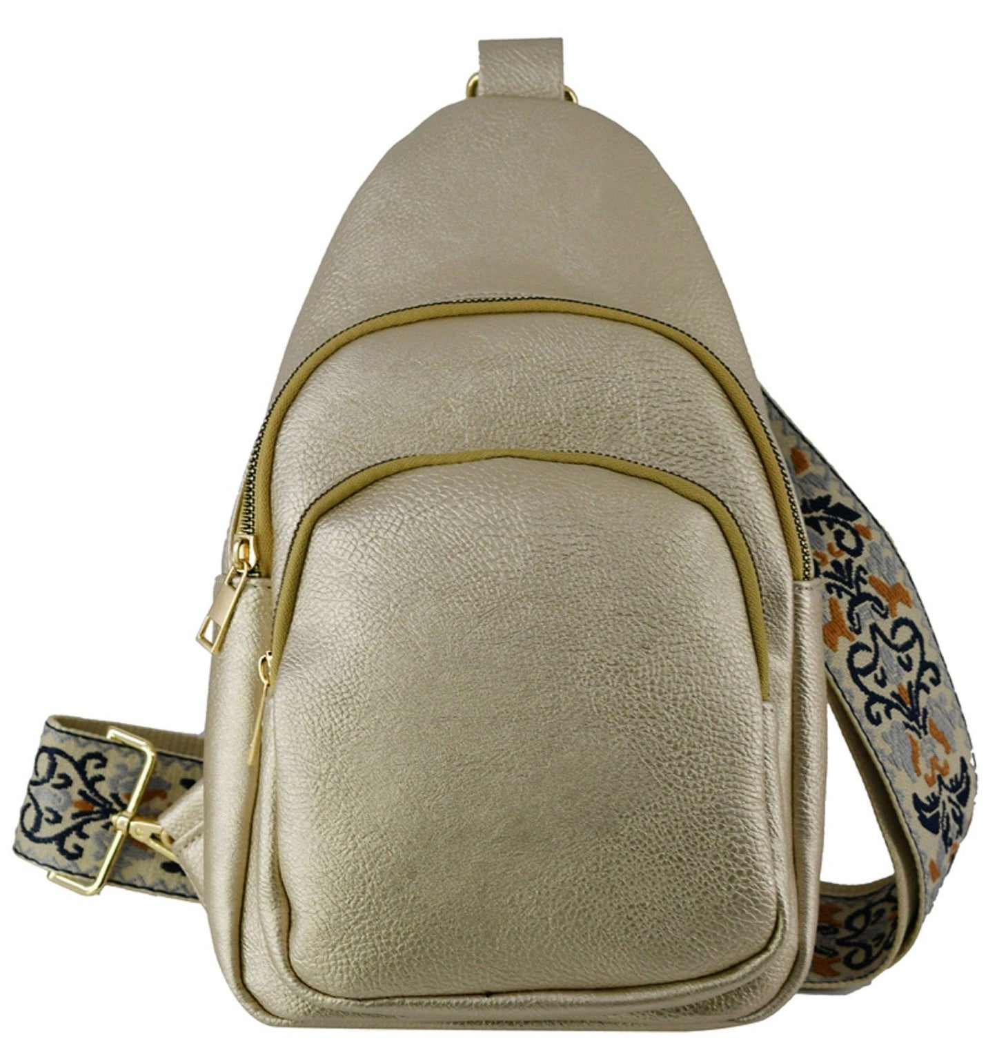 Zara Zipper Crossbody Bag with Boho Strap