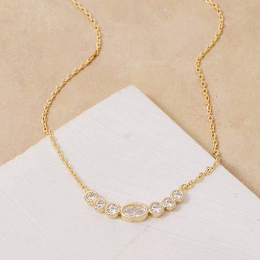 Oval Cz Studs Charm Necklace
