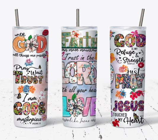 Christian Collage Skinny Tumbler 20oz