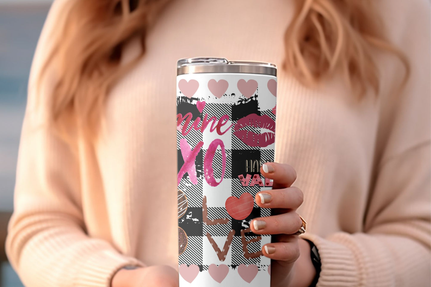 Bold Valentine Donut & Lips Tumbler – 20oz Skinny  Tumbler