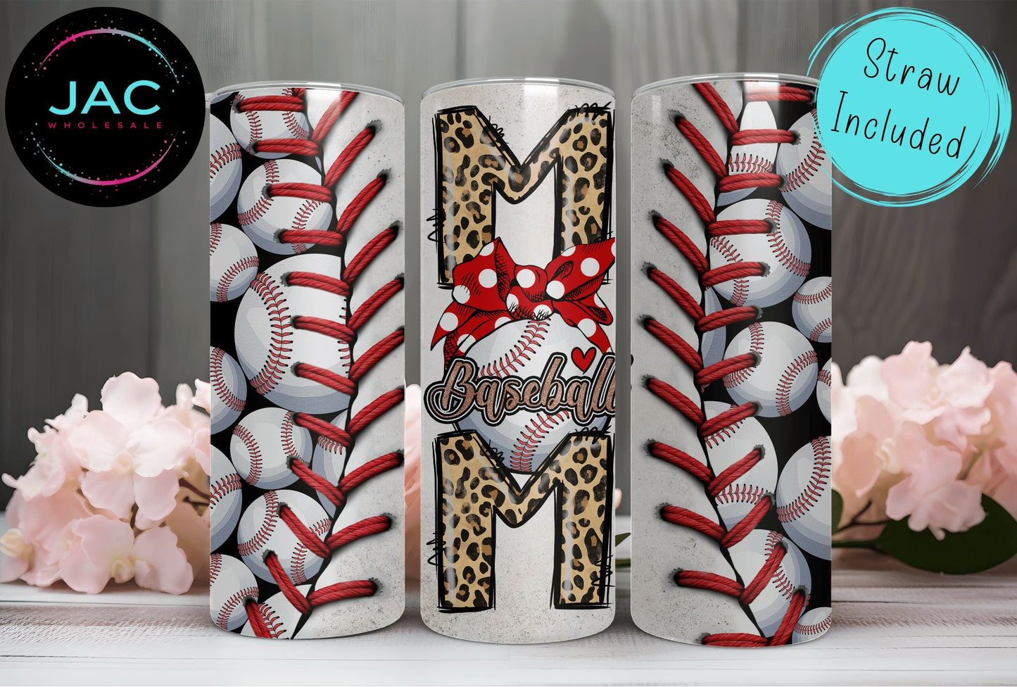 Coquette Baseball Mom Skinny Tumbler 20oz