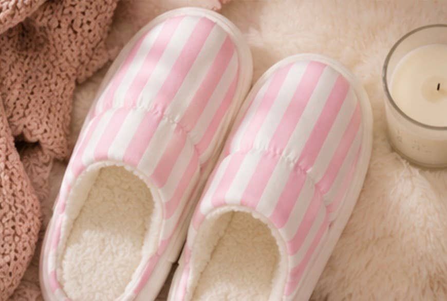 Pink Striped Slippers