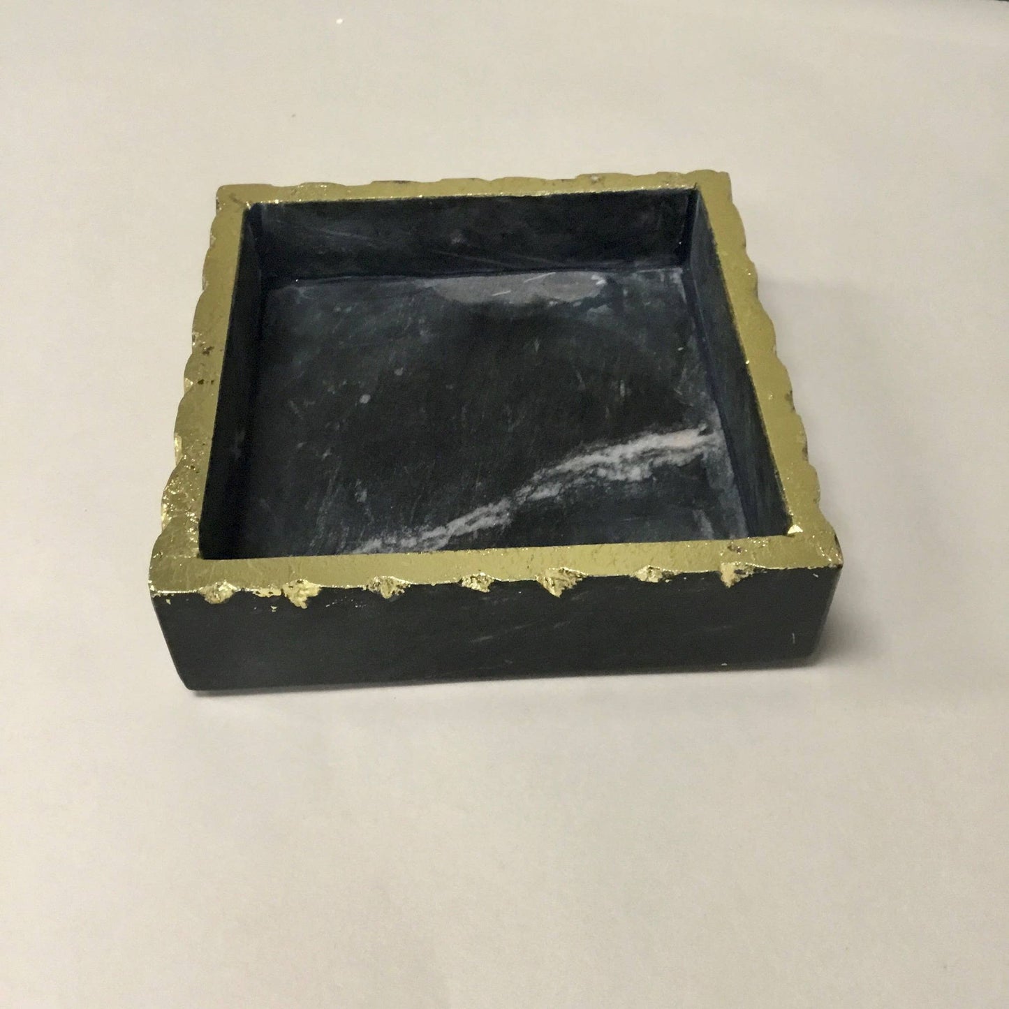 LG Gold Edged Marble Napkin Box