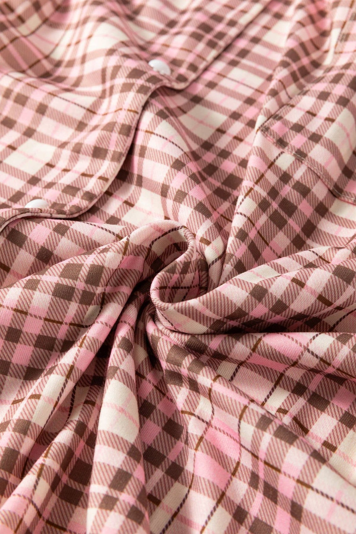 Christmas Plaid Patch Pockets Long Sleeve Lounge Set (S-XL)