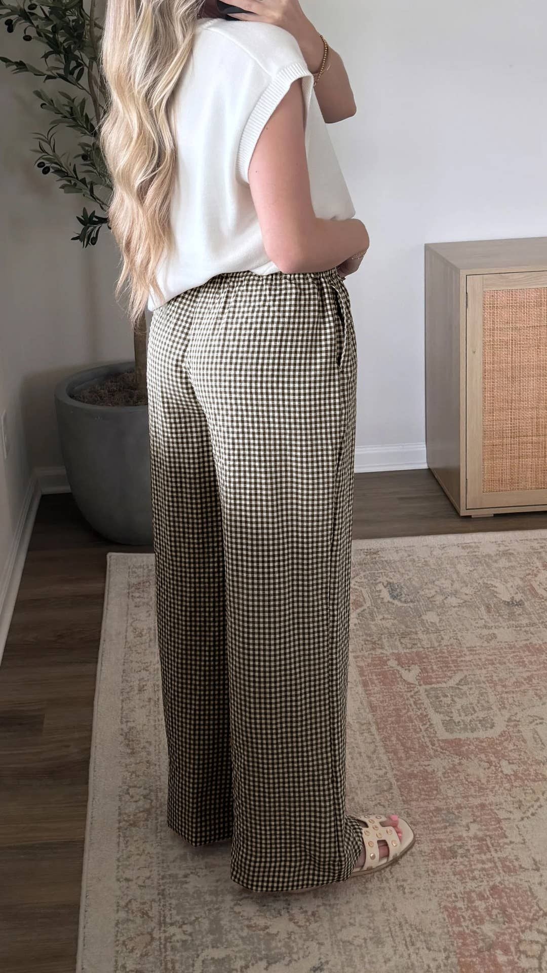 Daily Chic Effortless Gingham Check Pocket Pants