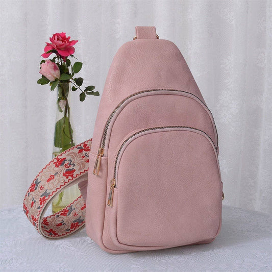 Zara Zipper Crossbody Bag with Boho Strap