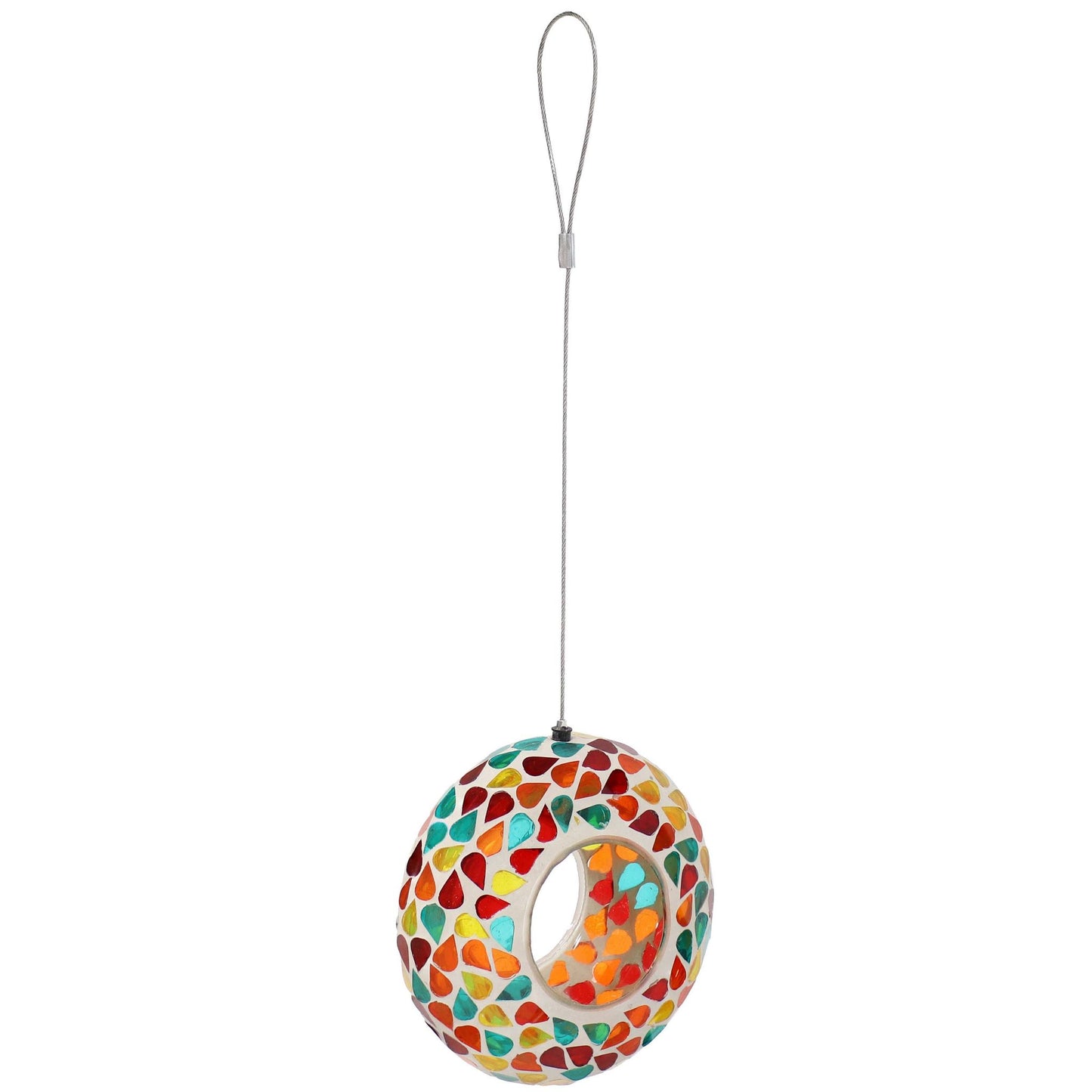 Glass Confetti Mosaic Fly-Through Hanging Bird Feeder - 6 in