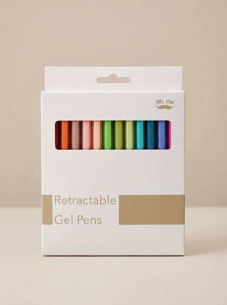 Cute 12-Pack Retractable Gel Pens with Colored Ink